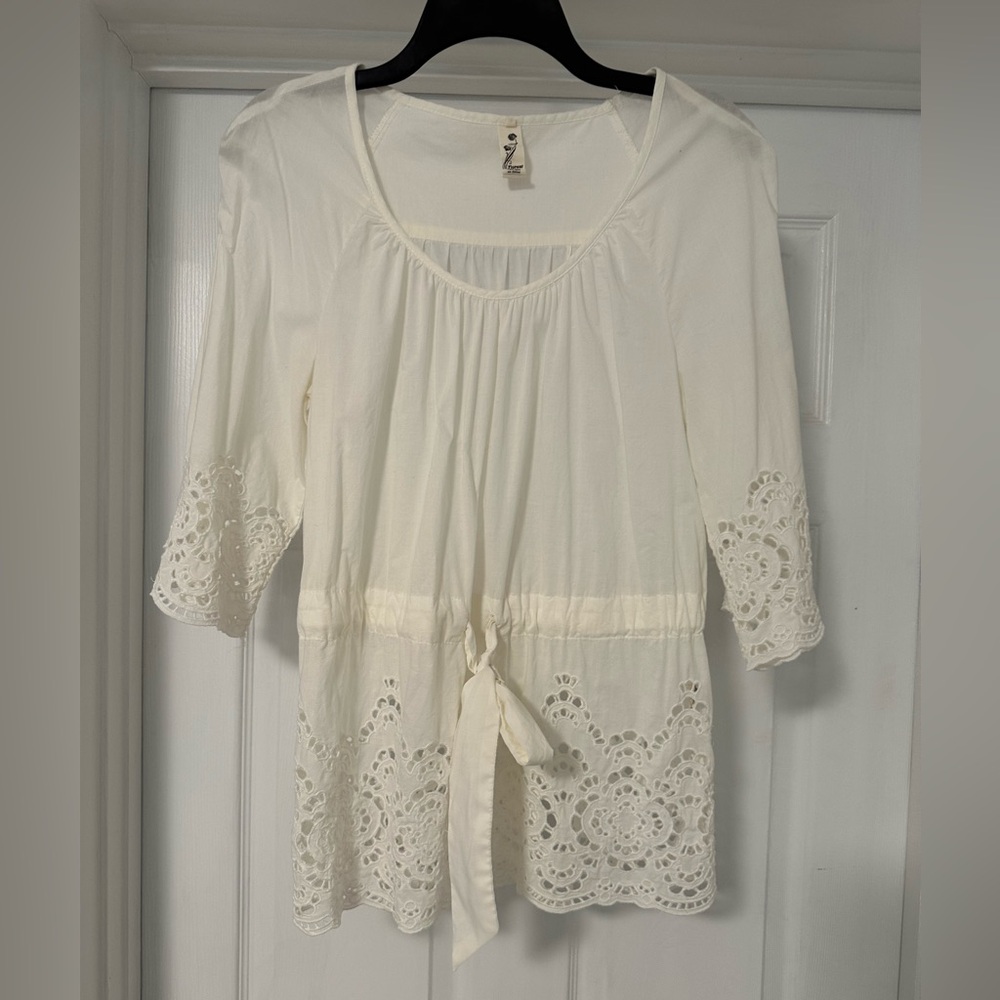 Anthropologie Floreat ivory eyelet top size 4 VGUC